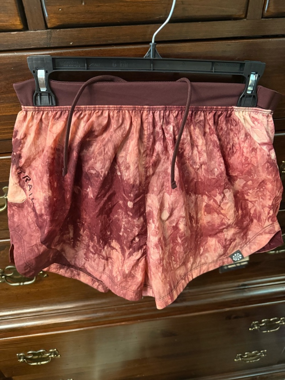 Nike Women's Maroon Tie-Dye Running Shorts with Drawcord
